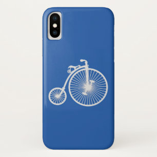 Vintage White Bicycle on Blue iPhone X Case