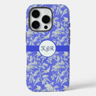 Vintage White Birds and Flowers on Violet iPhone 16 Pro Case
