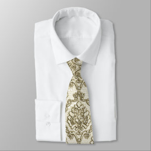 Vintage White Brocade Damask Tie