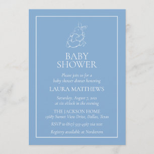 Vintage White Bunny Baby Shower Invitation