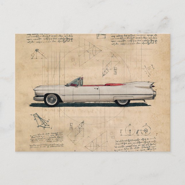 Vintage White Cadillac Car Postcard (Front)