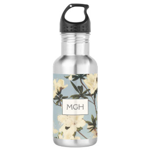 Vintage White Cream Azalea Flowers Monogram 532 Ml Water Bottle