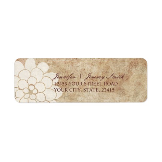 Vintage White Dahlia Floral Wedding Return Address Label