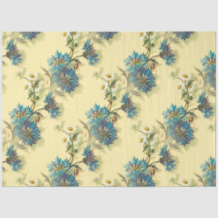 Vintage White Daisies and Blue Cornflowers Pattern Tissue Paper
