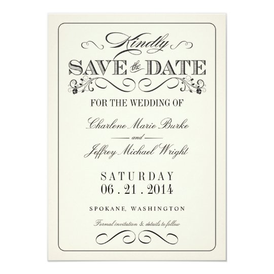 Vintage White Elegant Save the Date Card