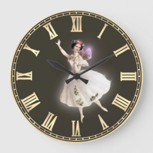 Vintage White Fairy Large Clock