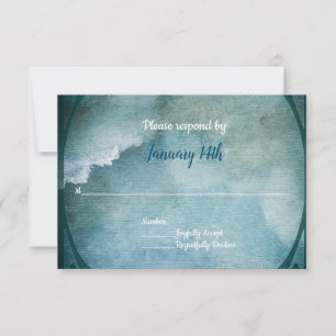 Vintage White Flowers Cloudy Sky Romantic Wedding RSVP Card