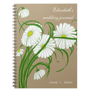 Vintage White Gerber Daisy Flowers Wedding Set Notebook