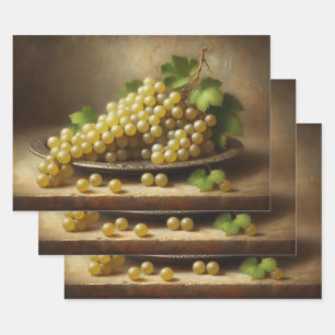 Vintage White Grapes Still Life Wrapping Paper Sheet