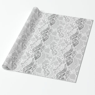 Vintage white grey floral french lace pattern wrapping paper
