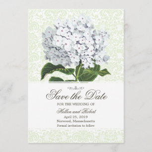 Vintage White Hydrangea Save The Date