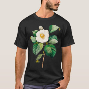 Vintage White Japanese Camellia Blossom Flowers Ga T-Shirt