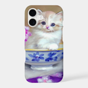 Vintage White Kitten Illustration