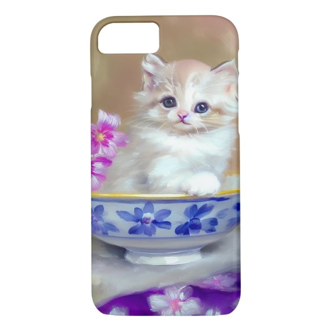 Vintage White Kitten Illustration Case-Mate iPhone Case (Back)