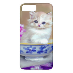 Vintage White Kitten Illustration iPhone 8 Plus/7 Plus Case
