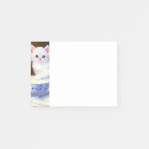 Vintage White Kitten with Purple Ribbon Post-it Notes