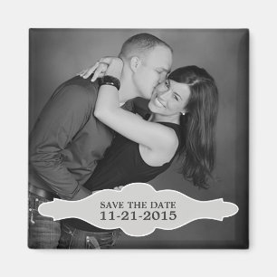 Vintage White LaBon Vie Photo Save the Date Magnet