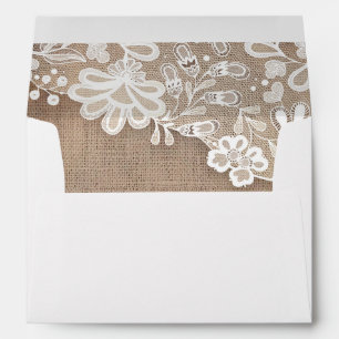Vintage White Lace and Rustic Burlap Wedding Envelope