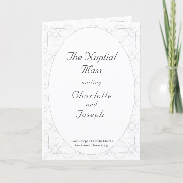 Vintage White Lace Catholic Wedding Program (Creator Uploaded)