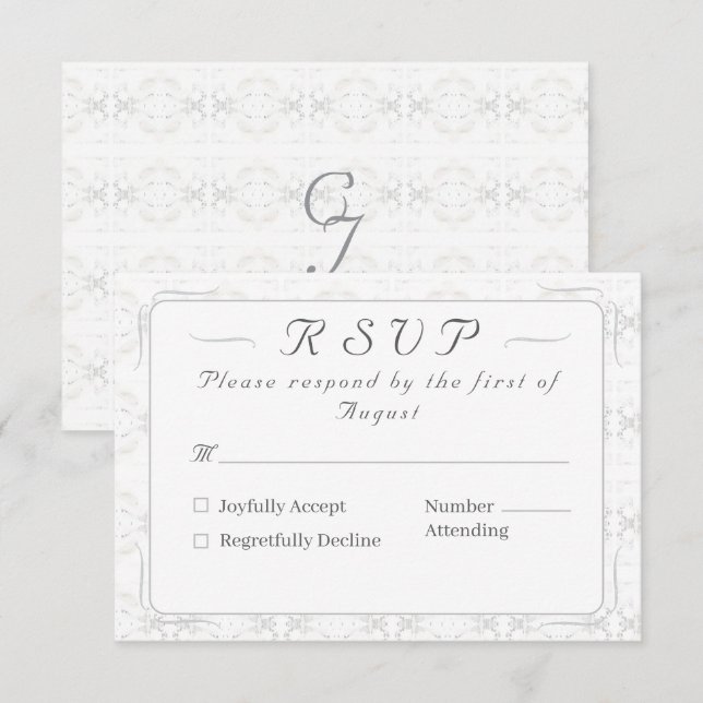 Vintage White Lace Catholic Wedding RSVP Card (Front/Back)