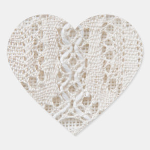 Vintage white lace heart sticker