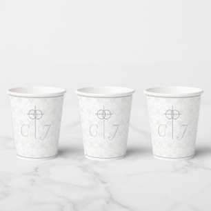 Vintage White Lace Monogrammed Wedding Paper Cups