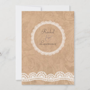 Vintage White Lace Personalised Wedding Invitation