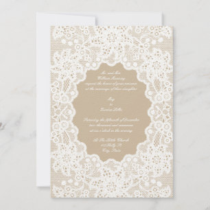 Vintage White Lace Wedding Invitations Template