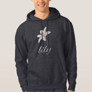 vintage white lily flower retro floral hoodie