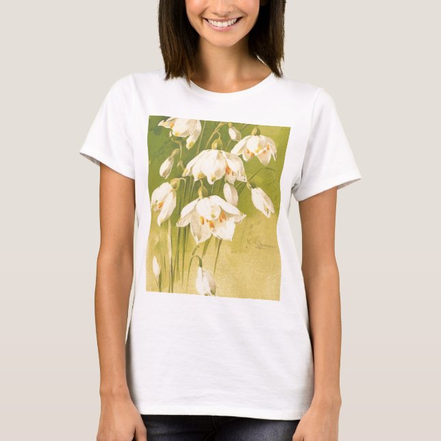 Vintage White Lily of the Valley Flower T-Shirt (Front)