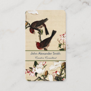 Vintage White Magnolia and Birds Art Print Business Card