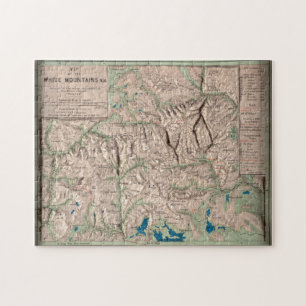 Vintage White Mountains Physical Map (1872) Jigsaw Puzzle