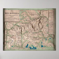 Vintage White Mountains Physical Map (1872)