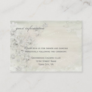 Vintage White on White Floral Grunge Reception Car Enclosure Card
