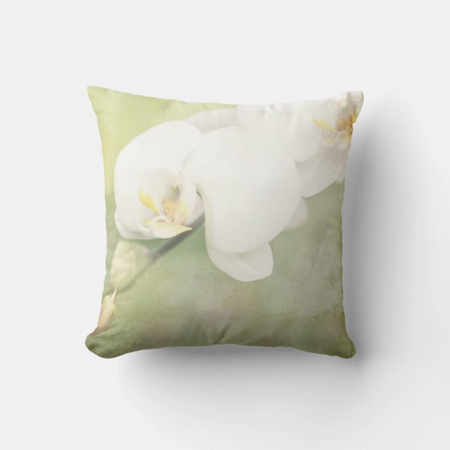 Vintage White Orchid Cushion (Front)