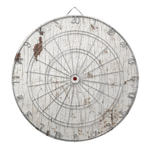 Vintage White Painted Wood Dartboard