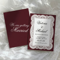 Vintage White Paper Lace Romantic Chic Red Wedding