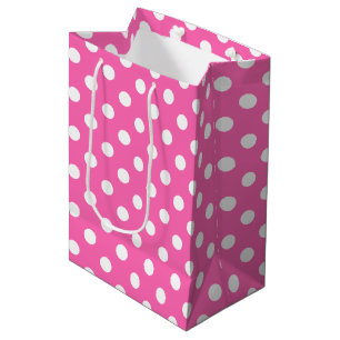 Vintage White Polka Dots Pattern Medium Gift Bag