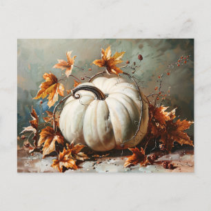 Vintage White Pumpkin Painting Postcard