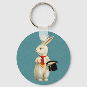 Vintage White Rabbit Key Ring