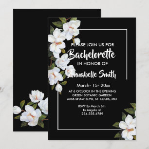 Vintage White Rose bachelor Invitation