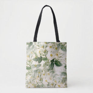 Vintage White Rose Botanical Aesthetic Tote Bag