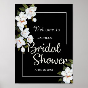 Vintage White Rose Bridal Shower Poster
