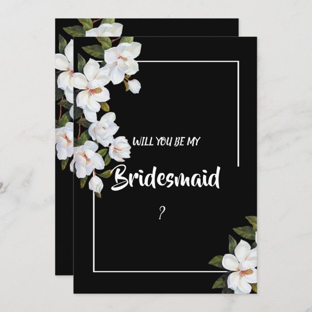Vintage White Rose Bridesmaid Invitation (Front/Back)