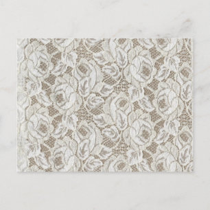 Vintage White Rose Lace Postcard