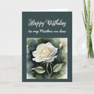 Vintage White Rose Mother-in-law Birthday Card