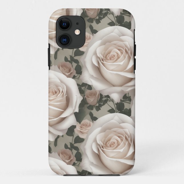 Vintage White Rose Phone Case (Back)
