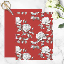 Vintage White Rose Scrapbook Paper