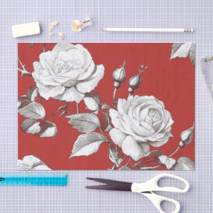 Vintage White Rose Tissue Paper