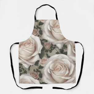 Vintage White Roses Apron